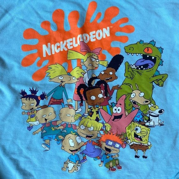 ♥️ Nickelodeon Nicktoons Blue Cropped Hoodie - Picture 2 of 5